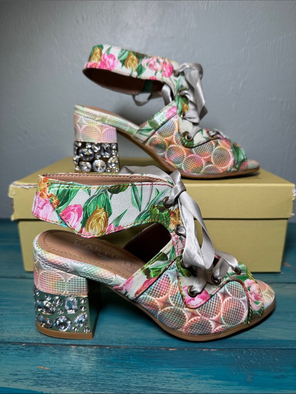 L'Artiste Spring Step Sandal w/ Jeweled Heels